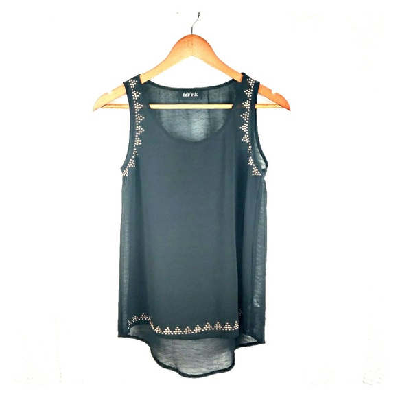 fab'rik Tops - Fab'rik Black Embellished Tank Size Small